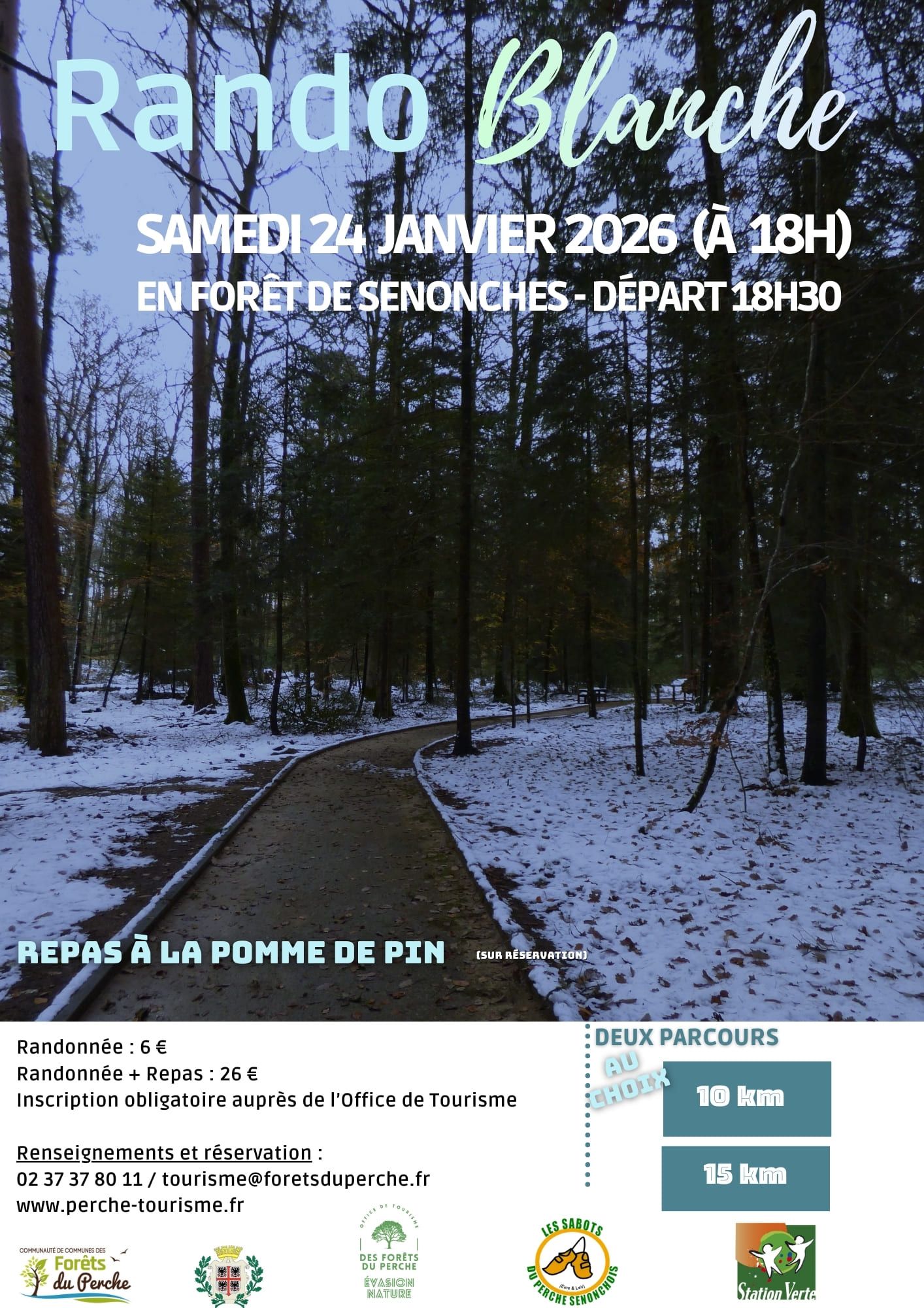 Affiche de la rando blanche à Senonches dans le Perche